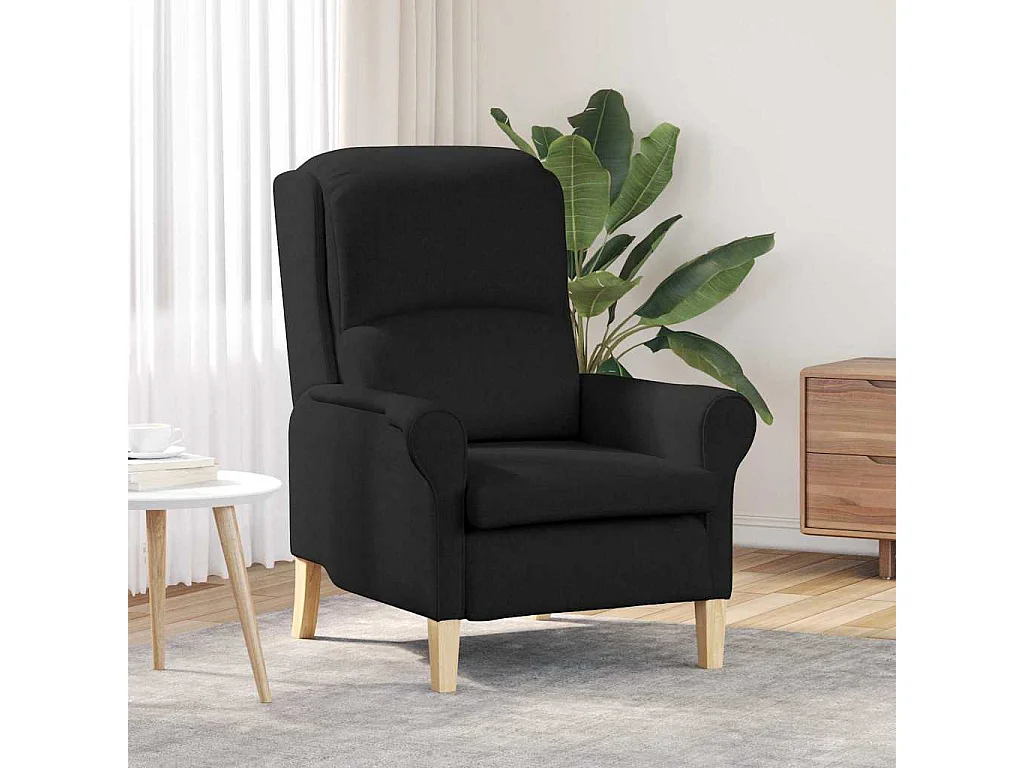 Fauteuil Moderne Noir en Tissu et Bois - Confortable et Stylé