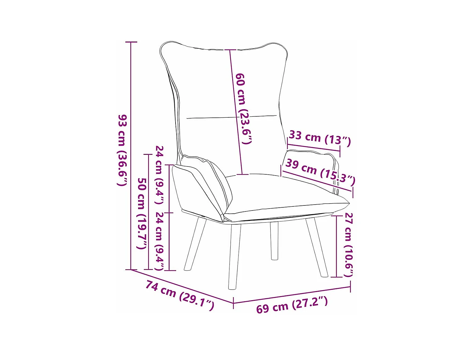 Fauteuil relaxant Blanc 69 x 74 x 93 cm Faux cuir
