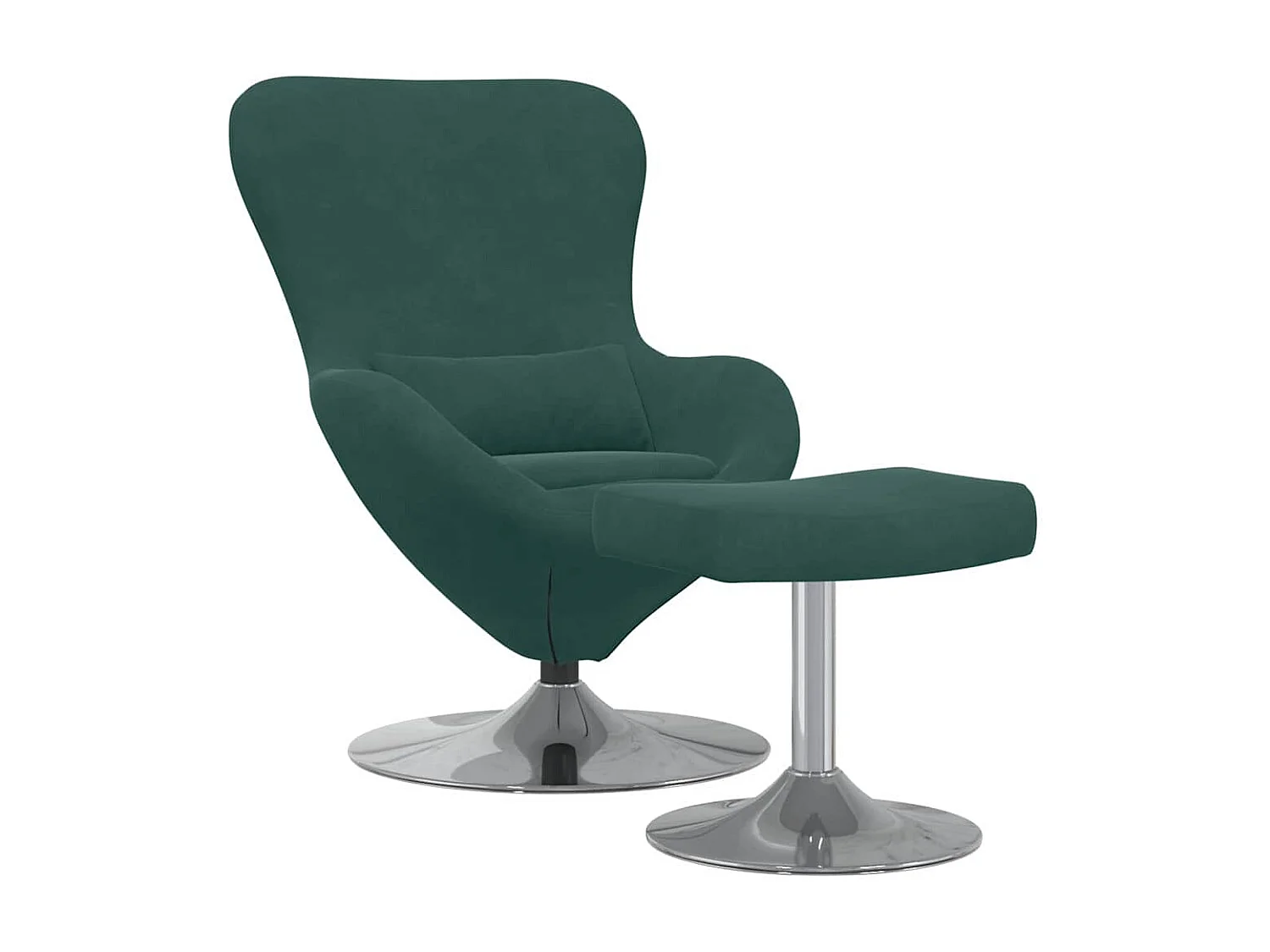 Chaise Œuf avec Pouf Vert foncé 63 x 73 x 90 cm Velours