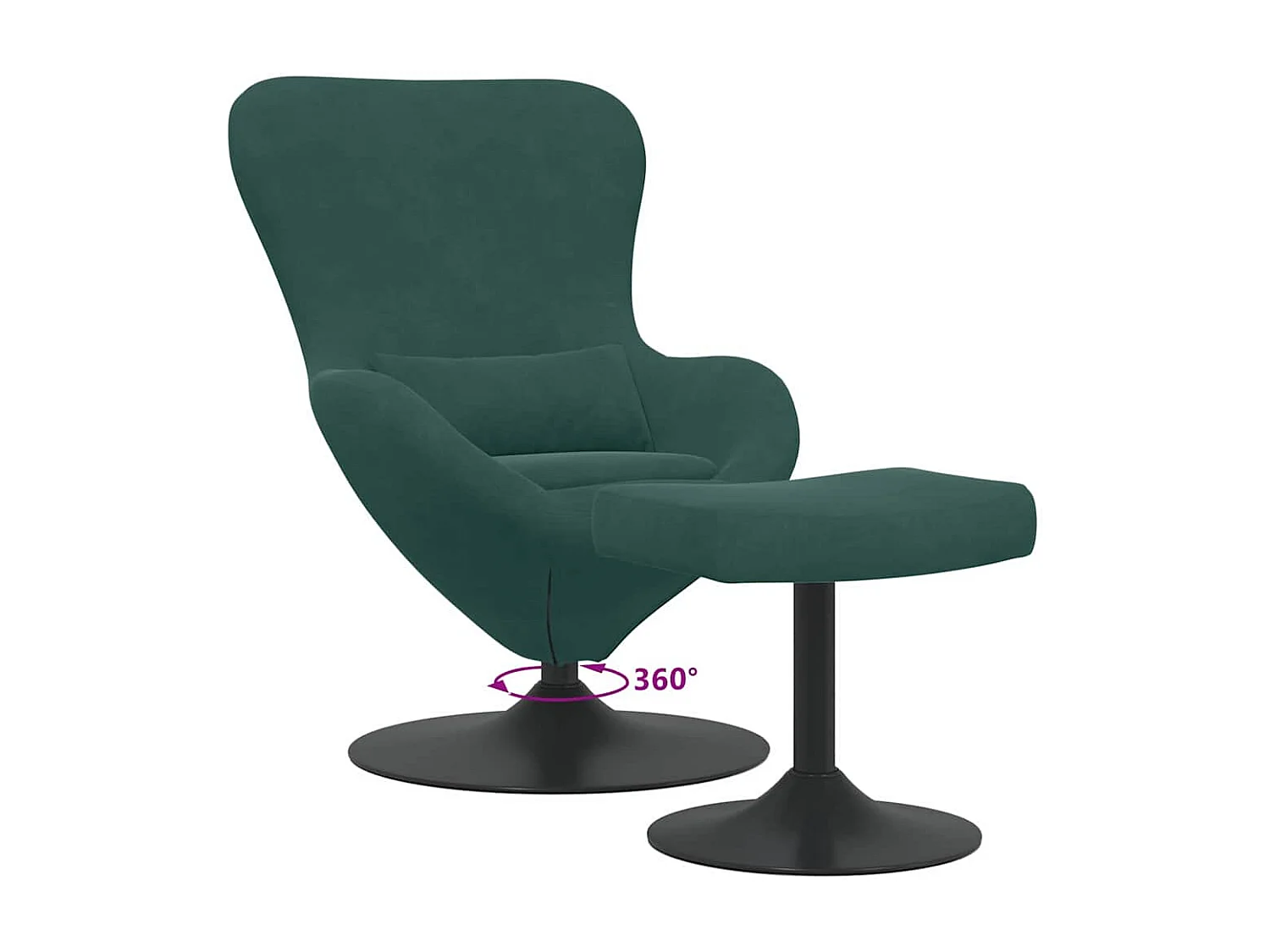 Chaise Œuf avec Pouf Vert foncé 63 x 73 x 90 cm Velours