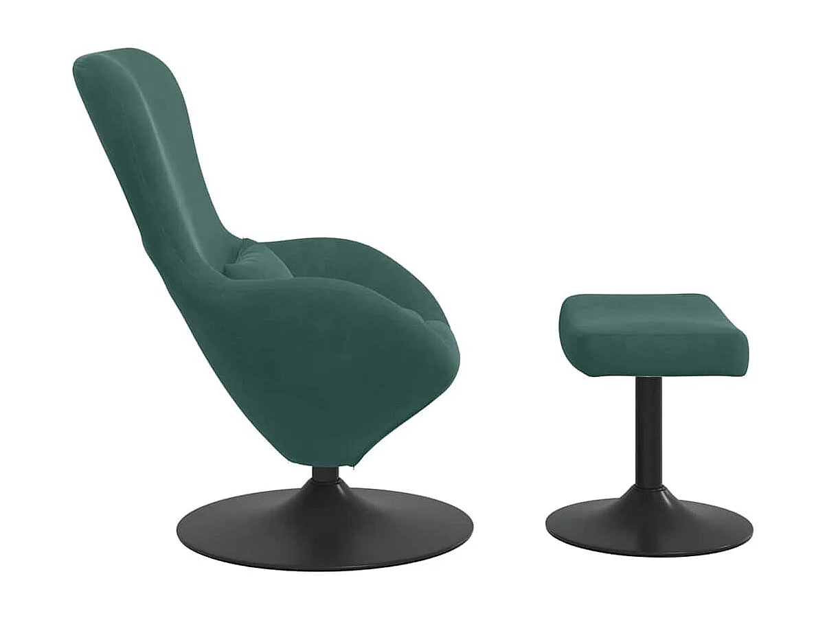 Chaise Œuf avec Pouf Vert foncé 63 x 73 x 90 cm Velours