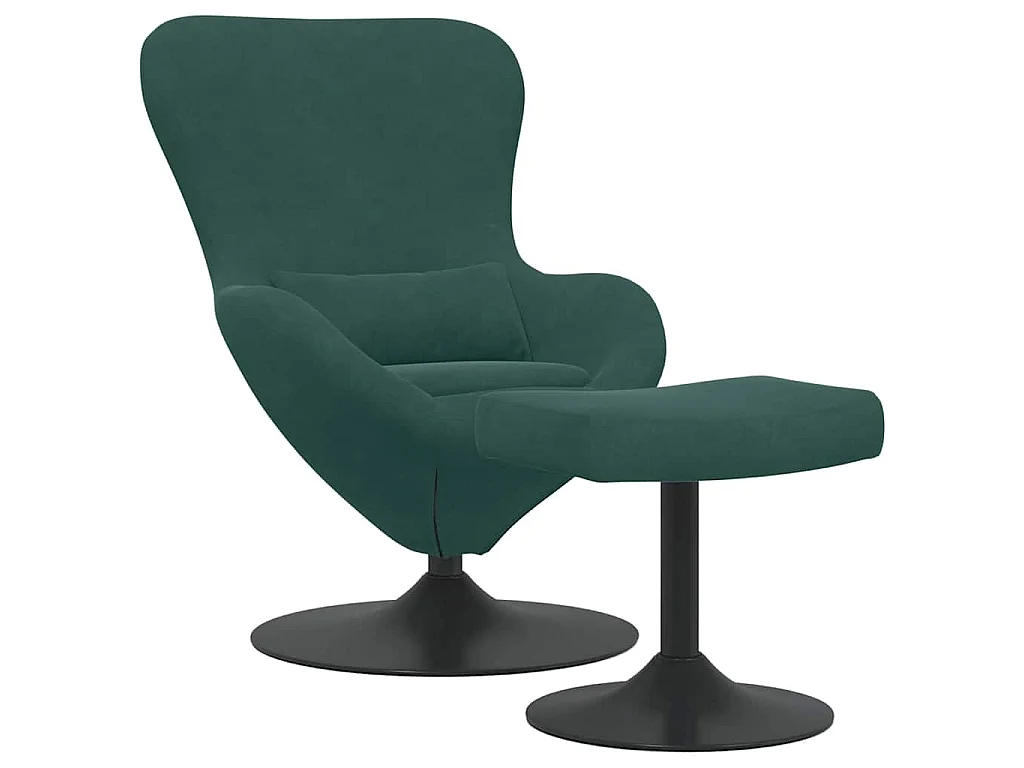 Eierstuhl mit Fußhocker Dunkelgrün Samt