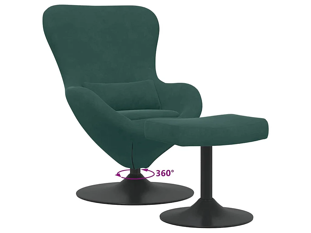 Eierstuhl mit Fußhocker Dunkelgrün Samt
