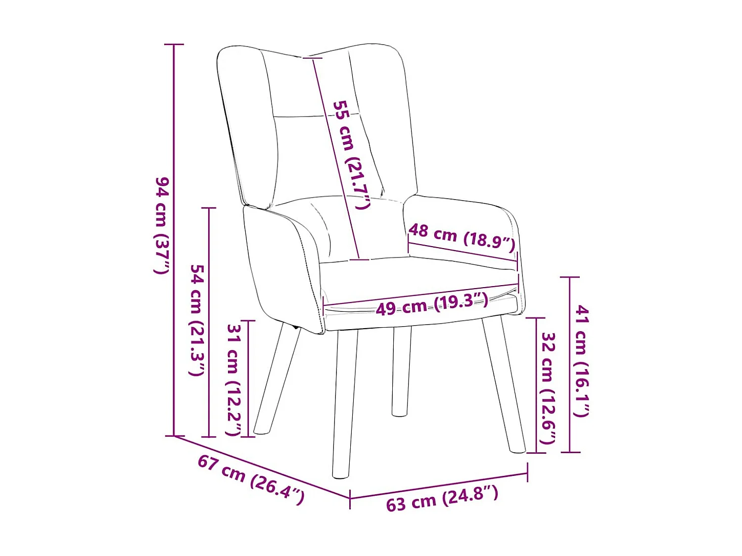 Fauteuil relaxant Vert foncé 63 x 67 x 94 cm Velours