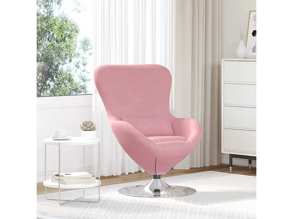 Fauteuil œuf Rose Velours