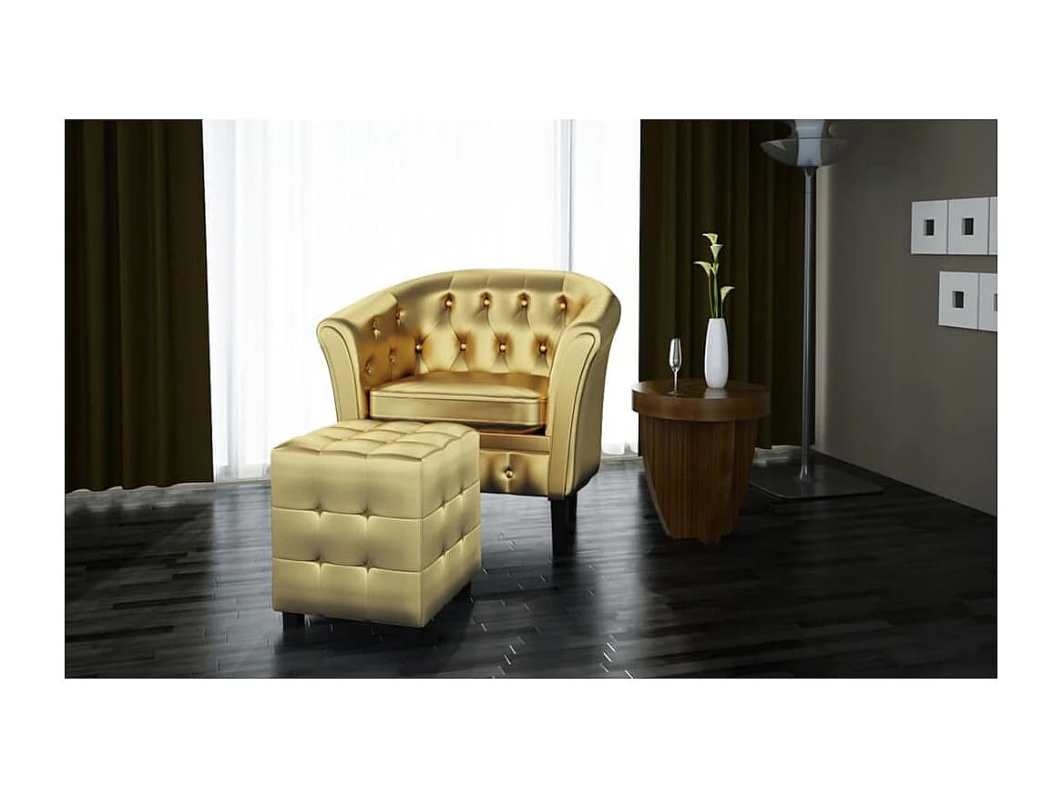 Sessel mit Fußhocker Golden Kunstleder