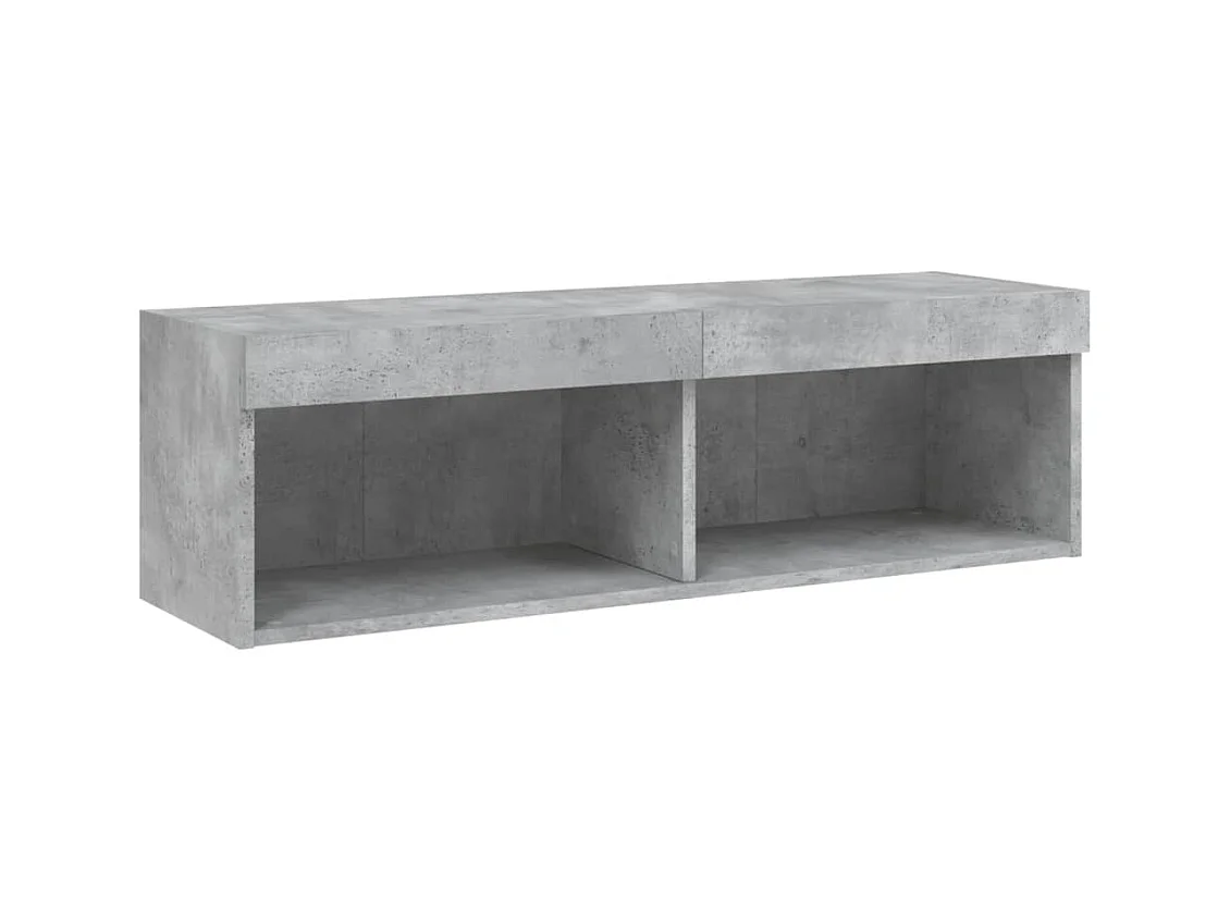 Unités murales TV avec LED 5 pcs gris béton bois d'ingénierie