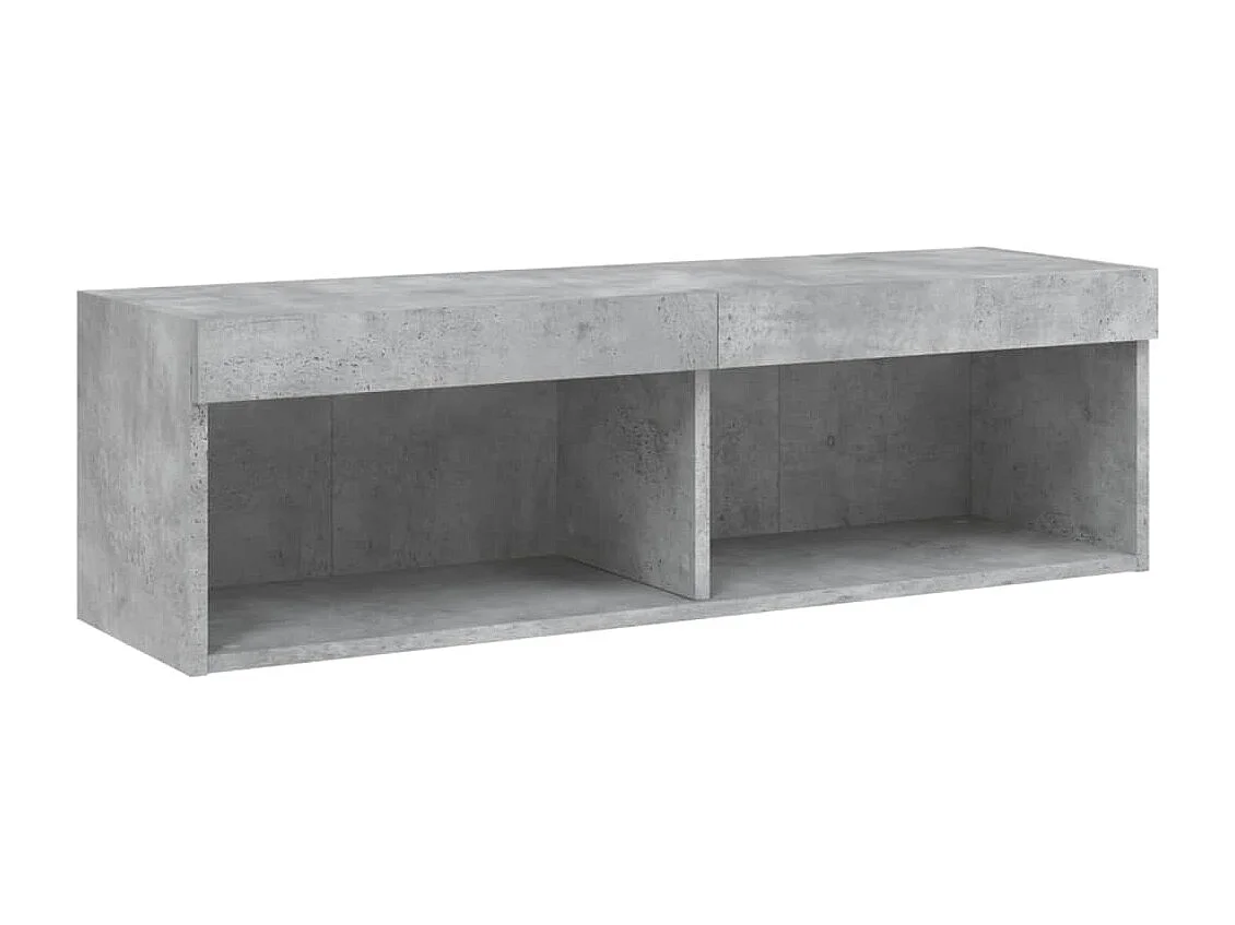 Mobili TV a Muro con LED 5pz Grigio Cemento Legno Multistrato