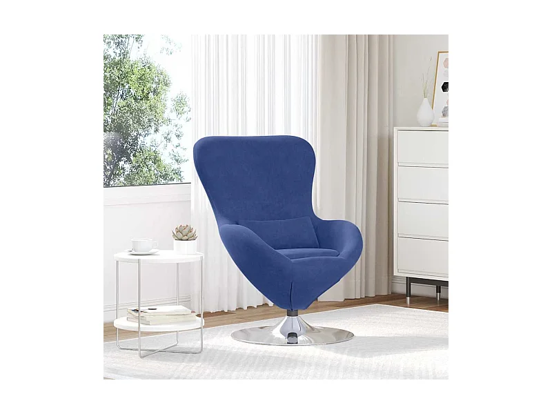 Fauteuil œuf Bleu police 63 x 73 x 90 cm Velours