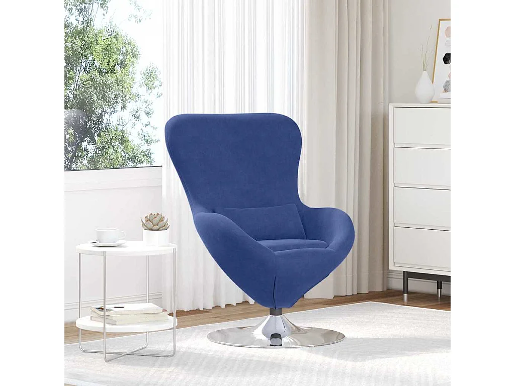 Fauteuil œuf Bleu police Velours