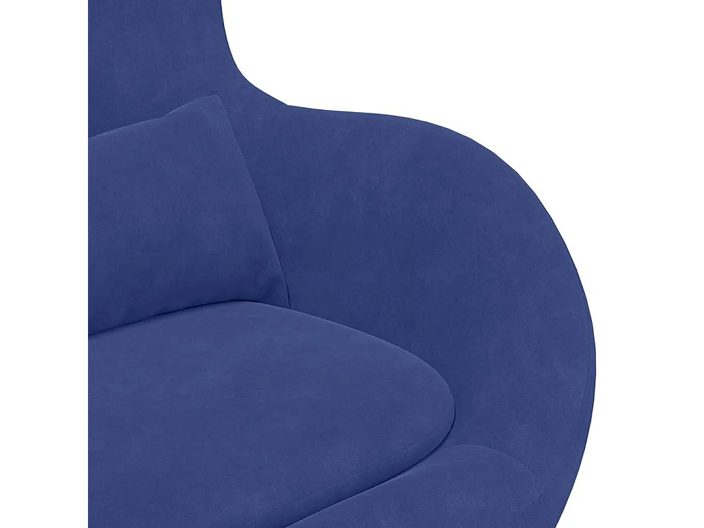 Fauteuil œuf Bleu police Velours