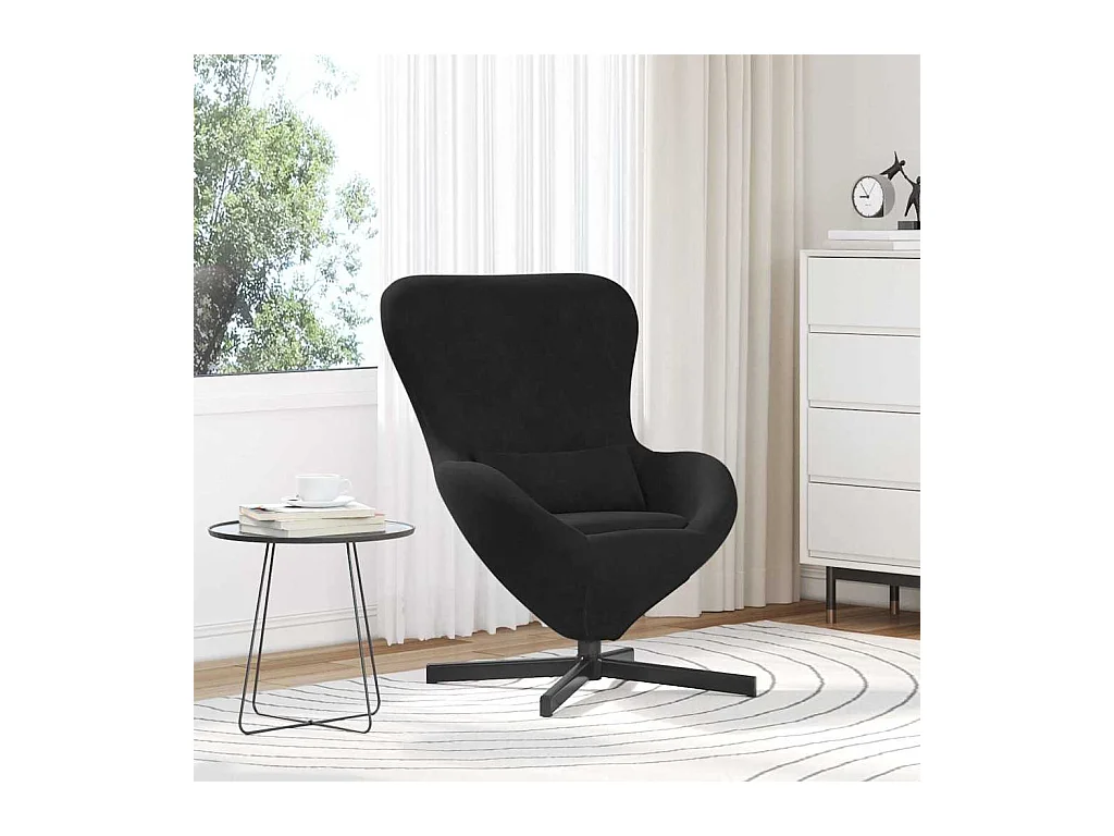 Fauteuil œuf Noir 63 x 73 x 90 cm Velours