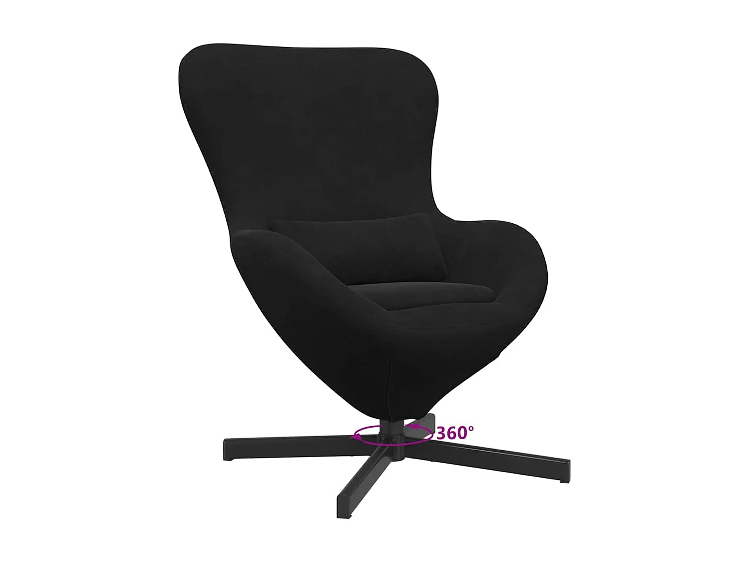 Fauteuil œuf Noir 63 x 73 x 90 cm Velours