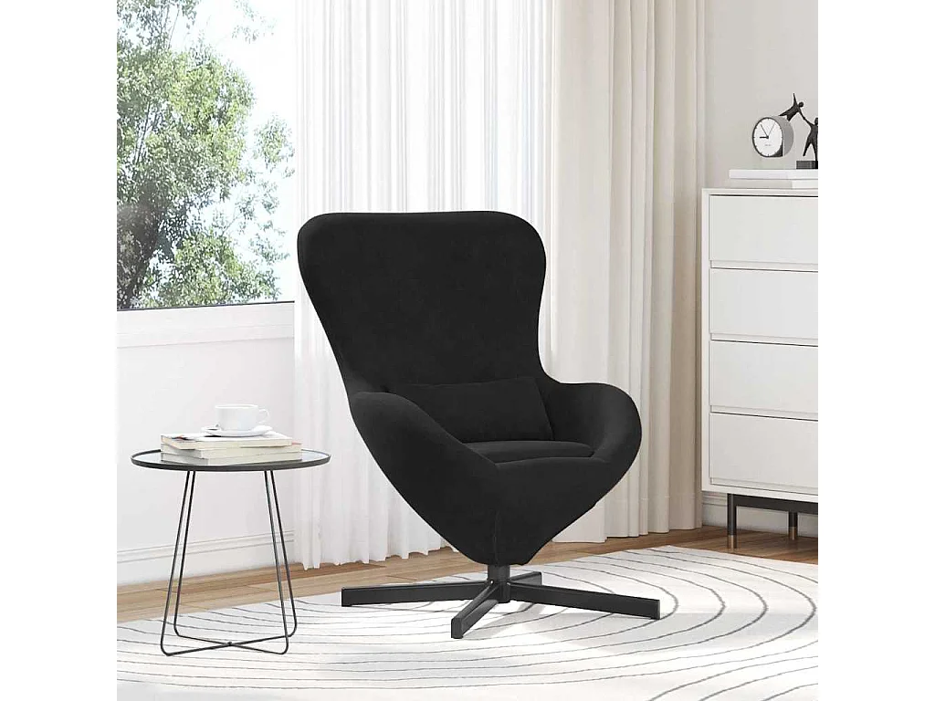 Eivormige stoel Zwart 63 x 73 x 90 cm Fluweel