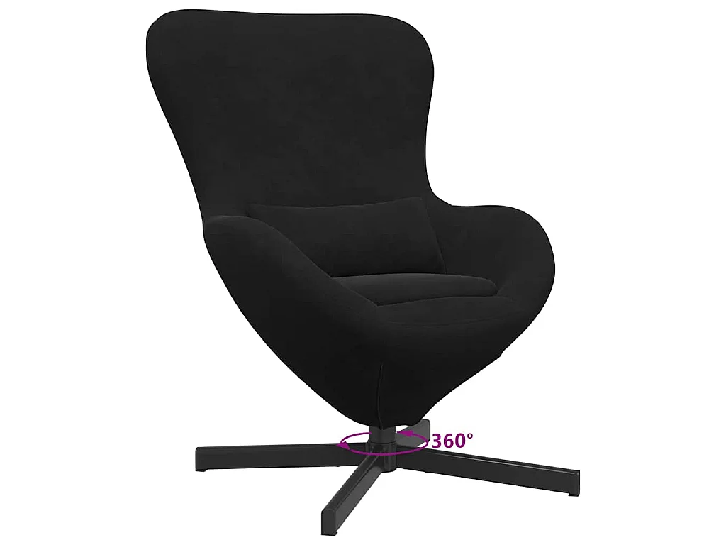 Fauteuil œuf Noir 63 x 73 x 90 cm Velours