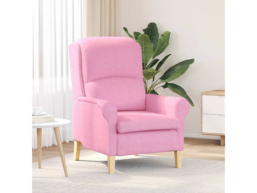 Nowoczesny Różowy Fotel z Materiału Poliestrowego 76 x 94 x 102 cm