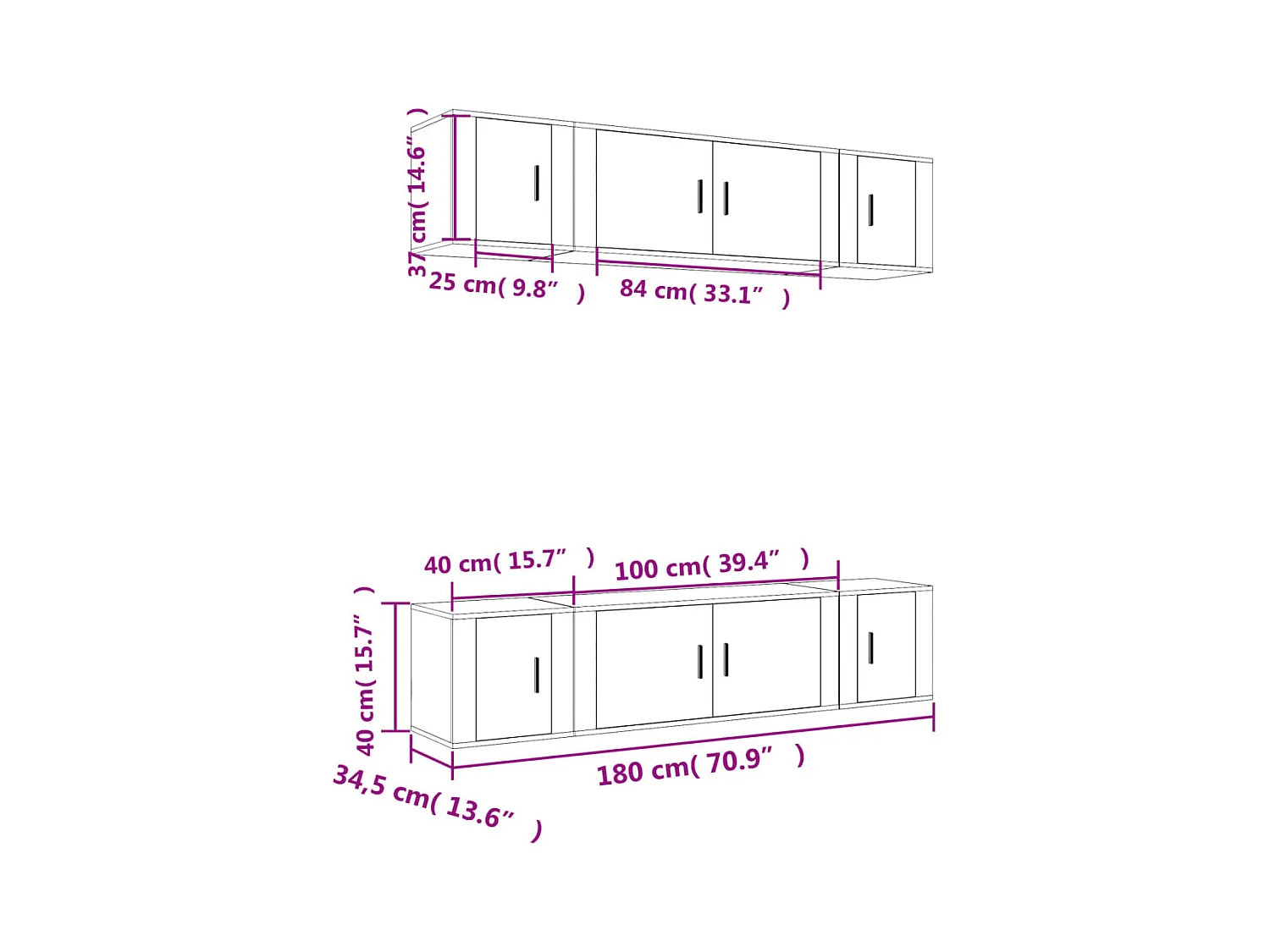 Ensemble de meubles TV 6 pcs Gris béton Bois d'ingénierie