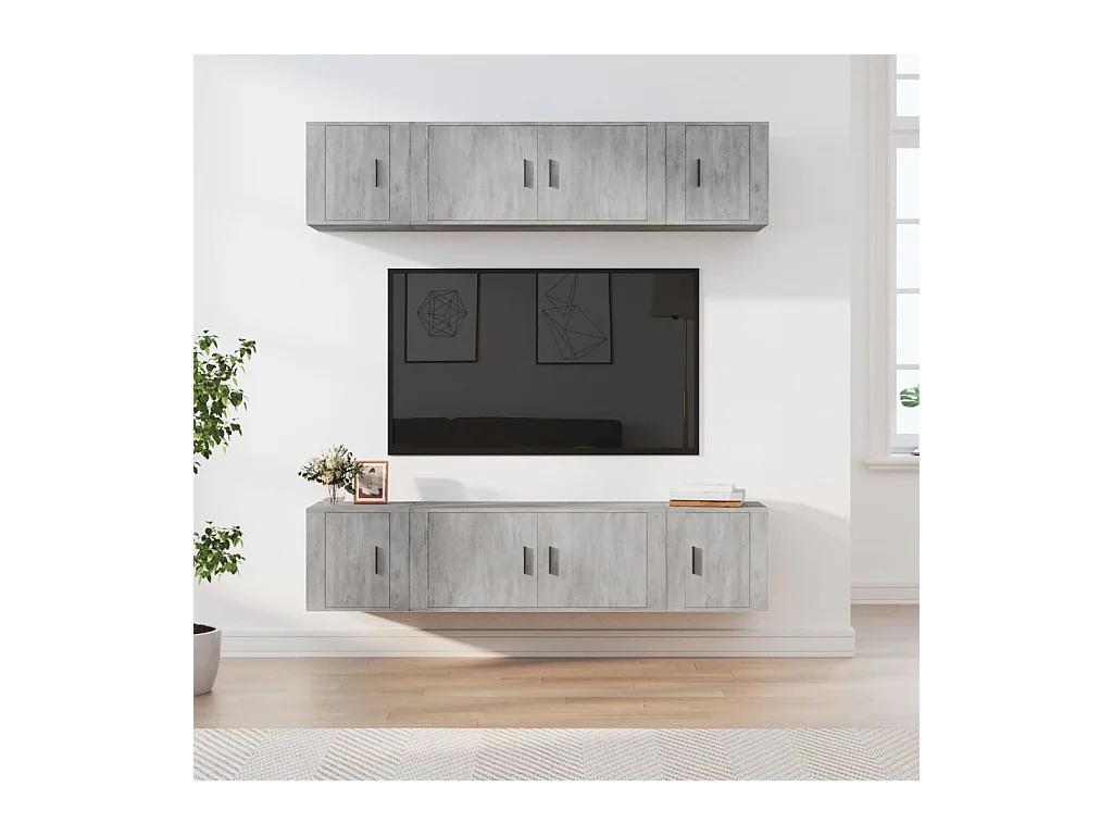 Ensemble de meubles TV 6 pcs Gris béton Bois d'ingénierie
