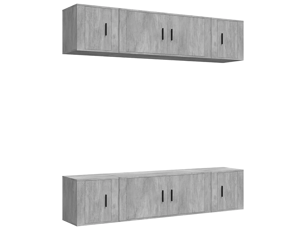 Ensemble de meubles TV 6 pcs Gris béton Bois d'ingénierie