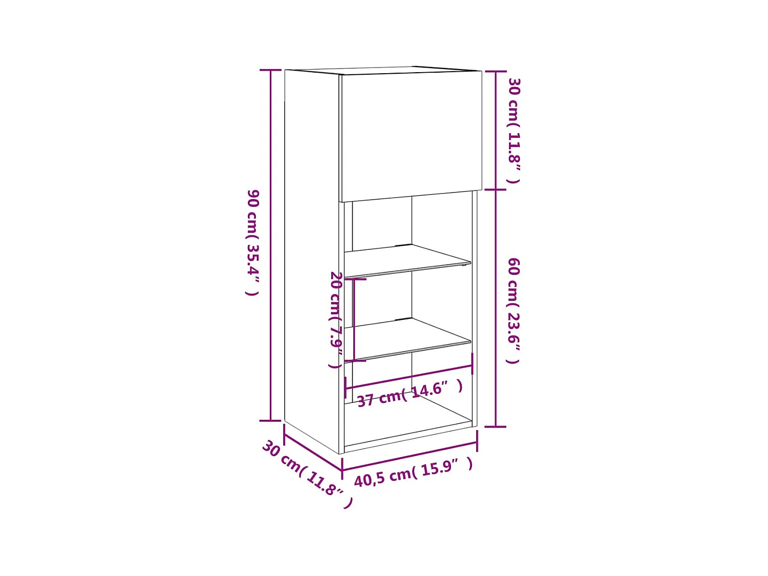 Meubles TV avec lumières LED 2 pcs sonoma gris 40,5x30x90 cm
