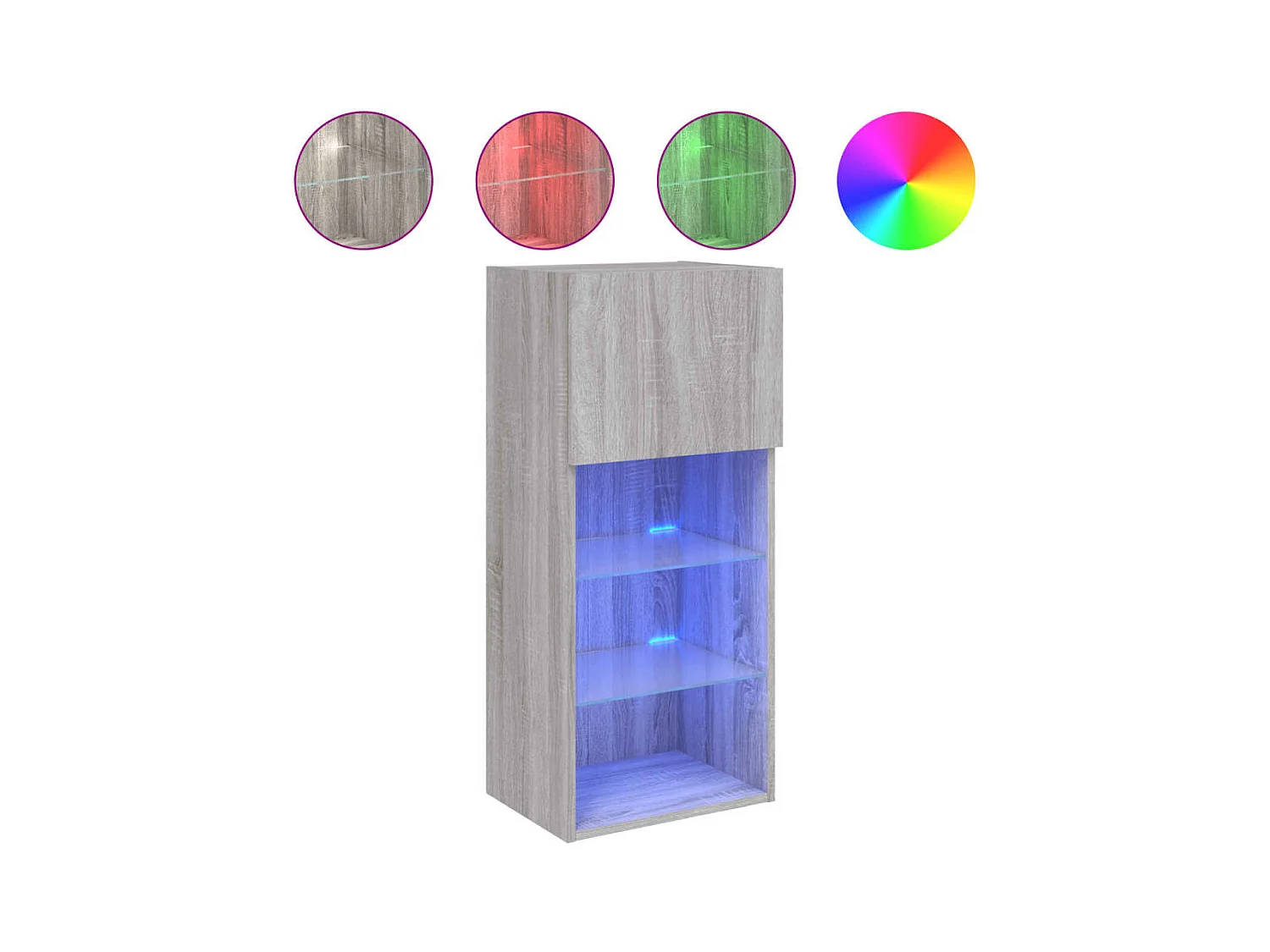 Meubles TV avec lumières LED 2 pcs sonoma gris 40,5x30x90 cm