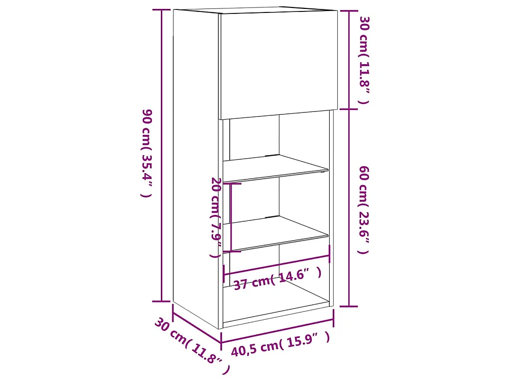 Mobili TV con Luci LED 2pz Grigio Sonoma 40,5x30x90 cm