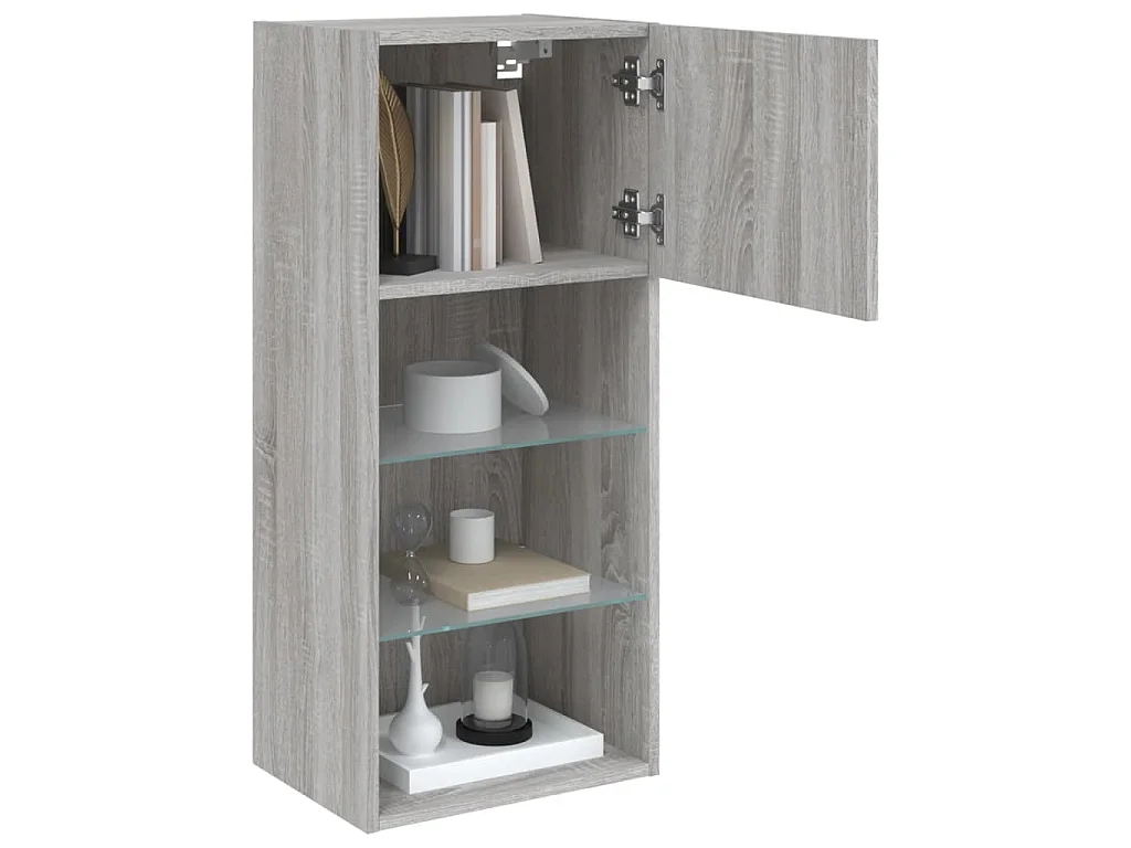 Mobili TV con Luci LED 2pz Grigio Sonoma 40,5x30x90 cm