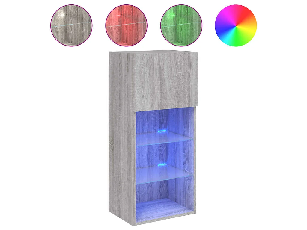 Mobili TV con Luci LED 2pz Grigio Sonoma 40,5x30x90 cm