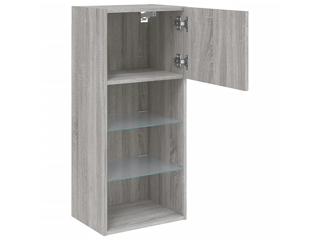 Mobili TV con Luci LED 2pz Grigio Sonoma 40,5x30x90 cm