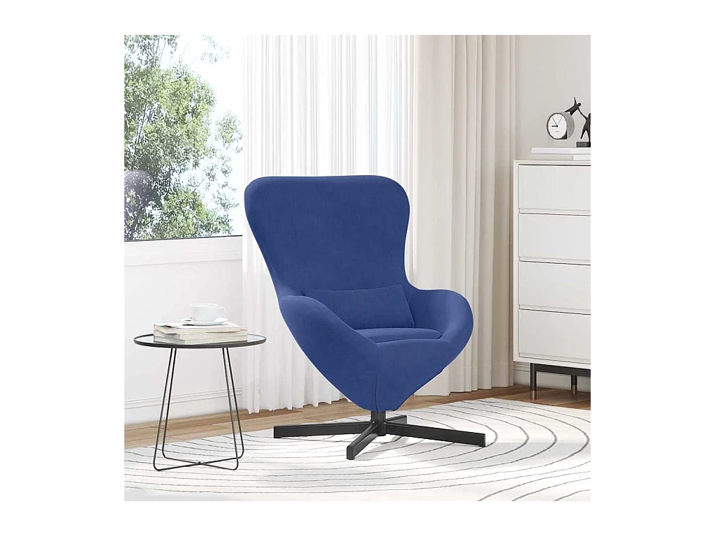 Fauteuil œuf Bleu police Velours