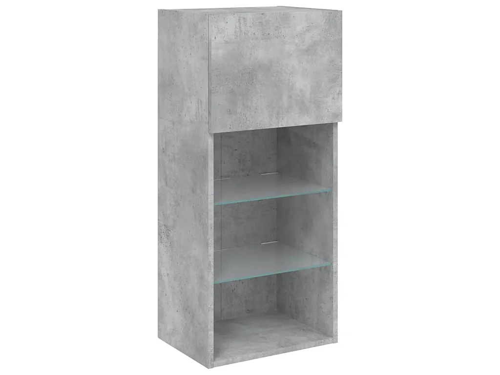 Mobili TV a Muro con LED 5pz Grigio Cemento Legno Multistrato