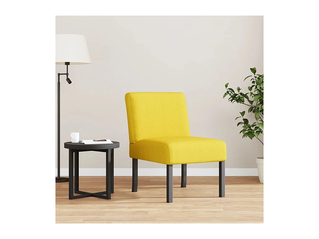Fauteuil sans accoudoirs jaune clair tissu