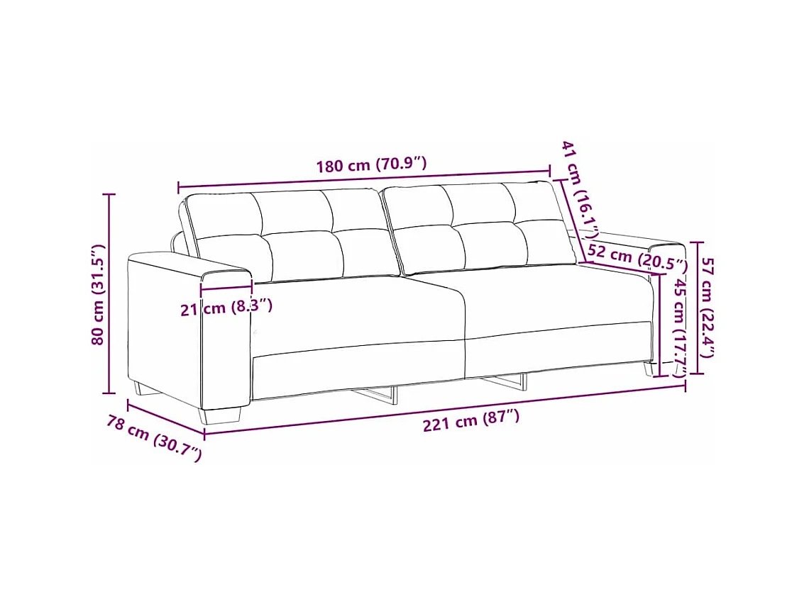 Sofa Set mit Kissen 2 pcs Braun 221 x 78 x 80 cm Stoff