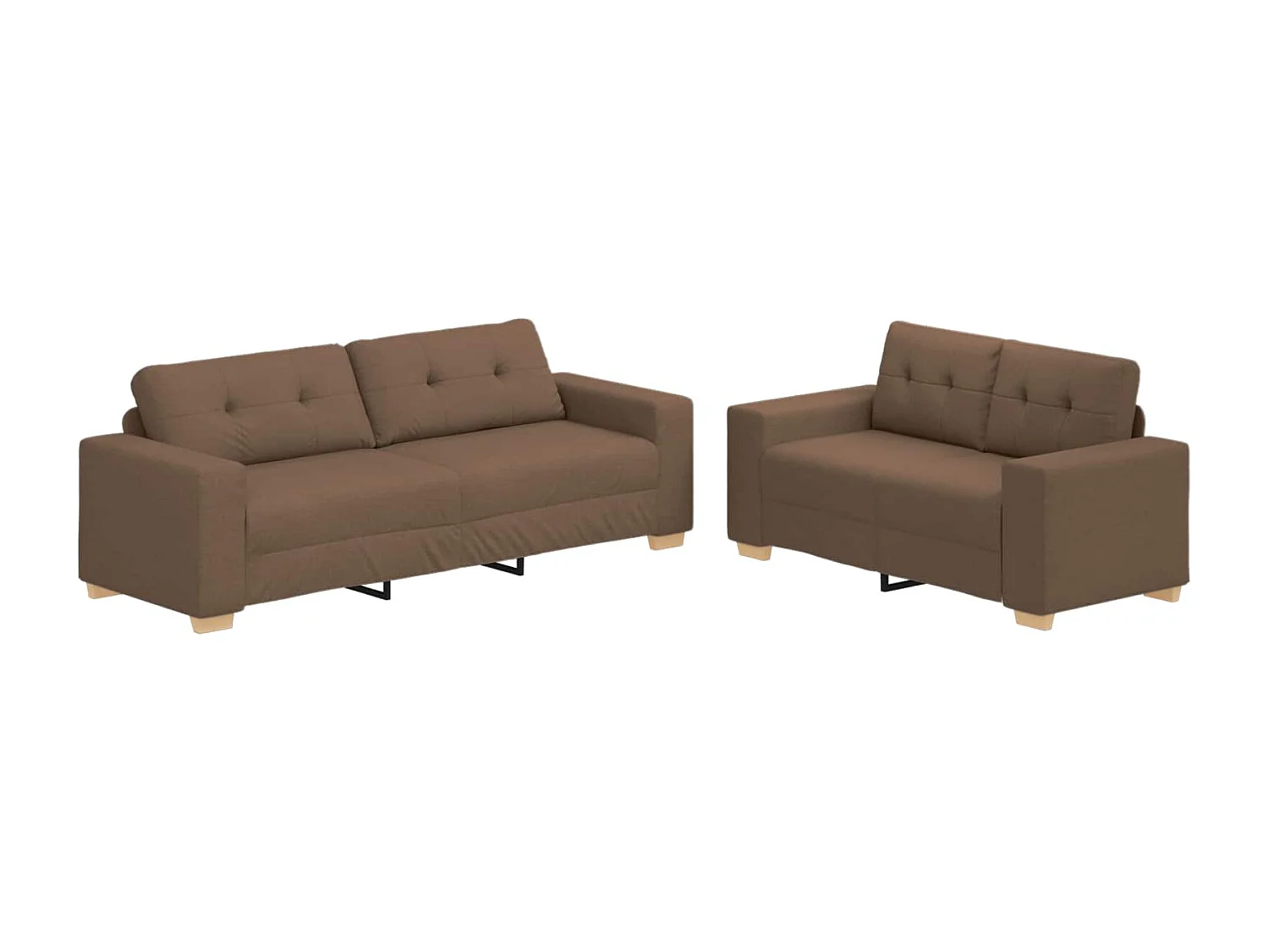 Divano 2 pcs Marrone Tessuto misto lino