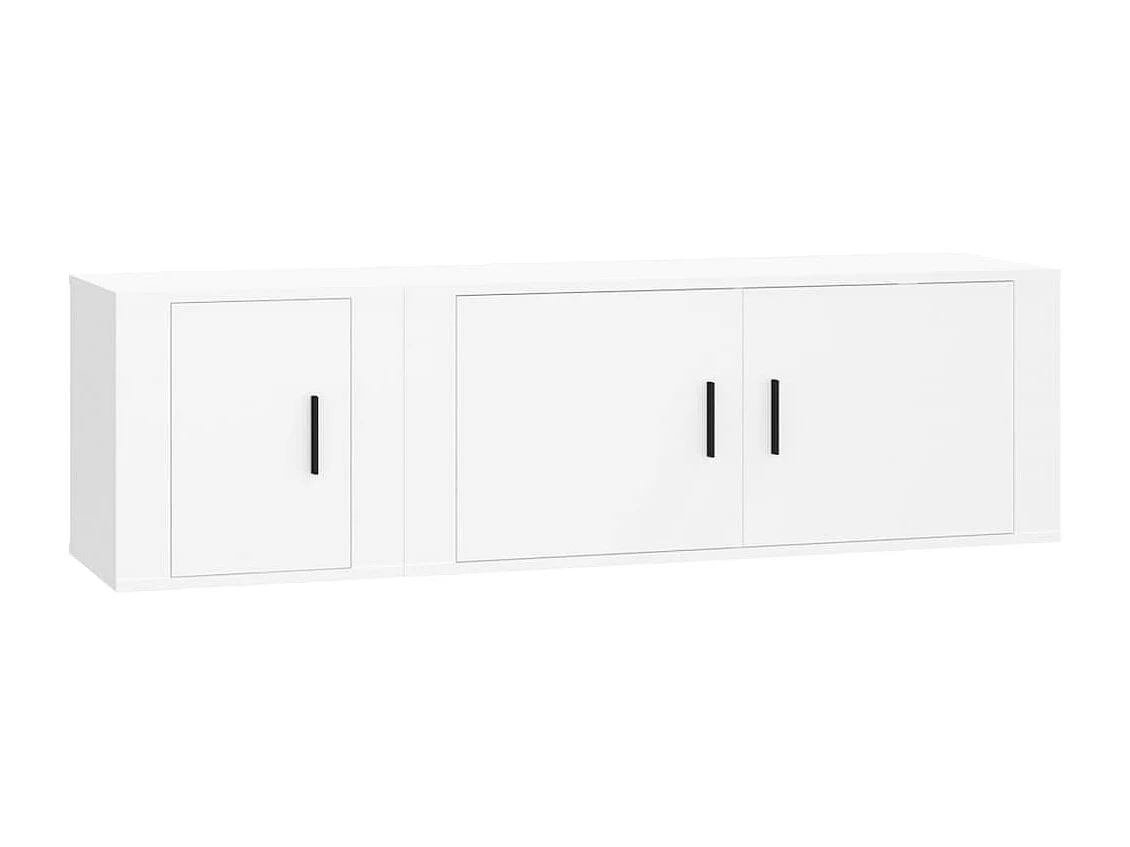 Ensemble de meubles TV 2 pcs Blanc Bois d'ingénierie