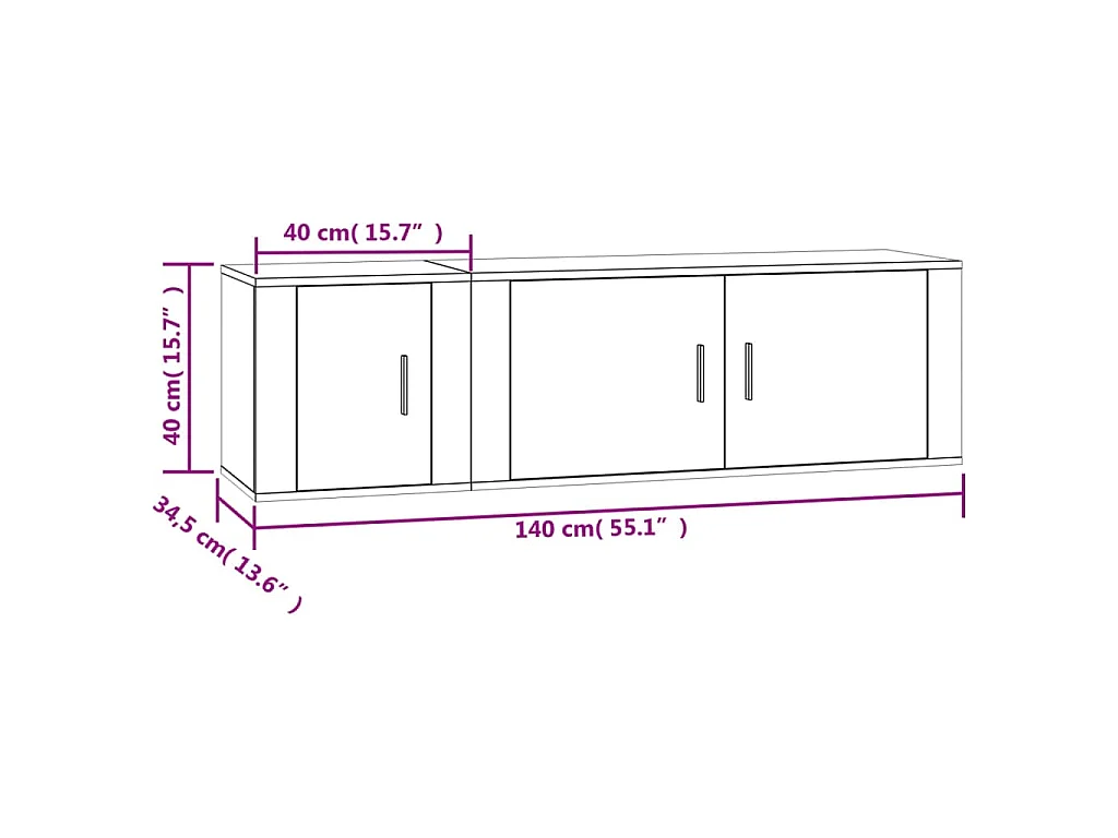 2-tlg. TV-Schrank-Set Weiß Holzwerkstoff