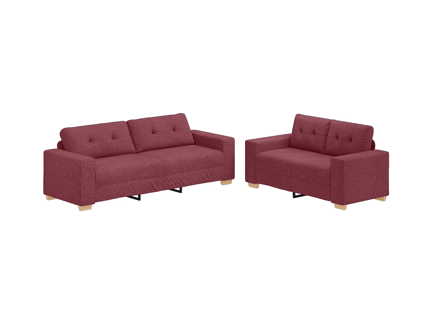 Ensemble de Canapés 2 pcs Bordeaux 221 x 78 x 80 cm Tissu
