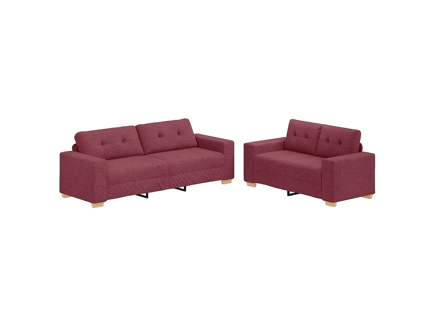 2-tlg. Sofagarnitur mit Kissen Weinrot Stoff