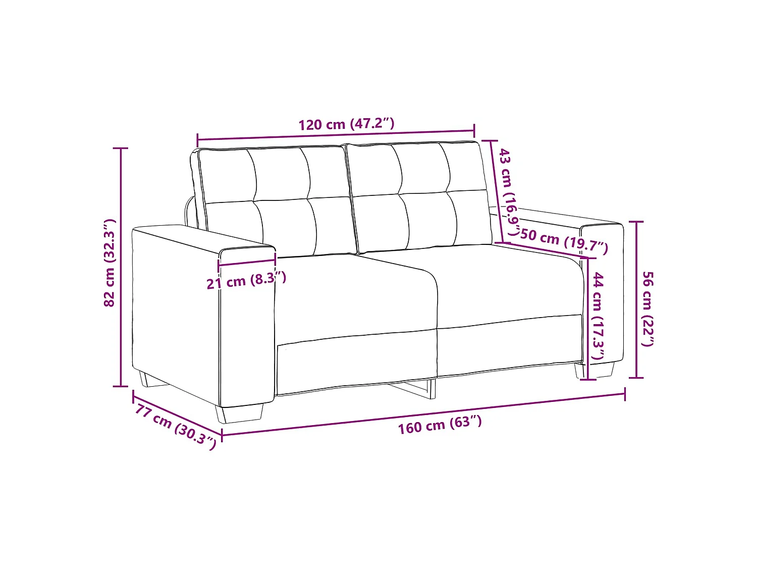 2-tlg. Sofagarnitur mit Kissen Weinrot Stoff