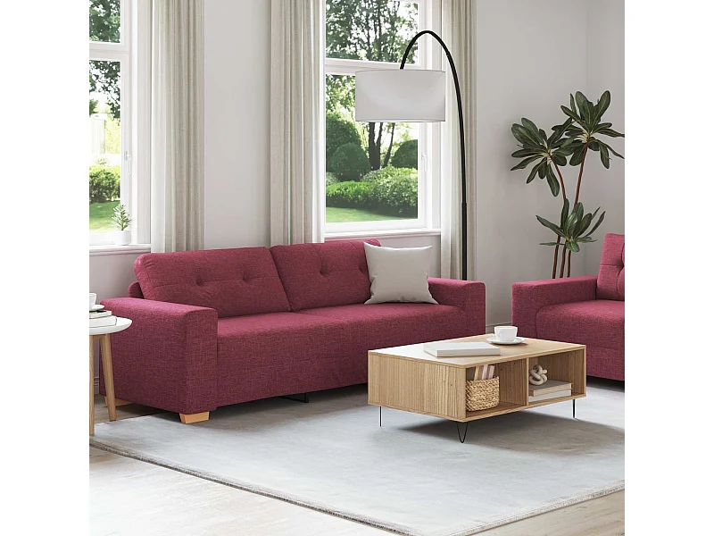 | Bankstel | met kussen 2 pcs Wijnrood 221 x 78 x 80 cm Stof