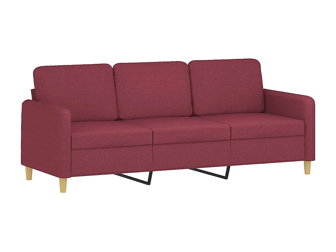 Ensemble de canapés 3 pcs avec coussins rouge bordeaux tissu