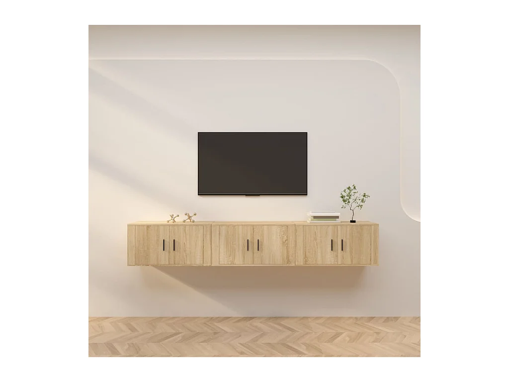 Meubles TV muraux 3 pcs chêne sonoma 80x34,5x40 cm