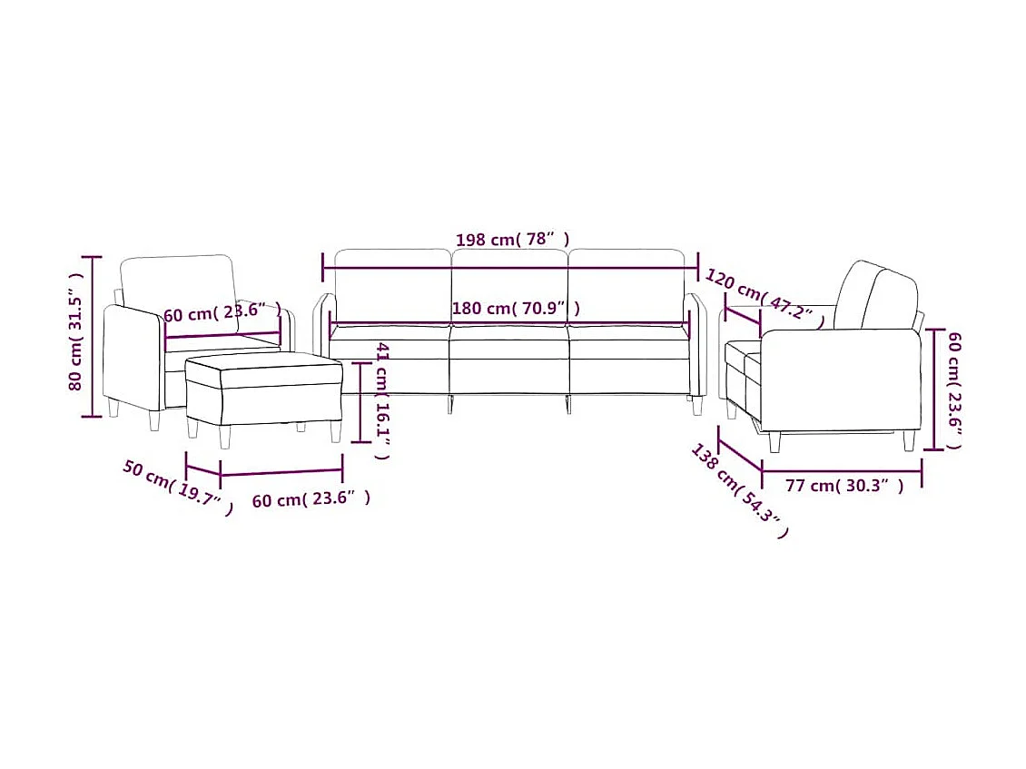 Ensemble de canapés 4 pcs bleu velours