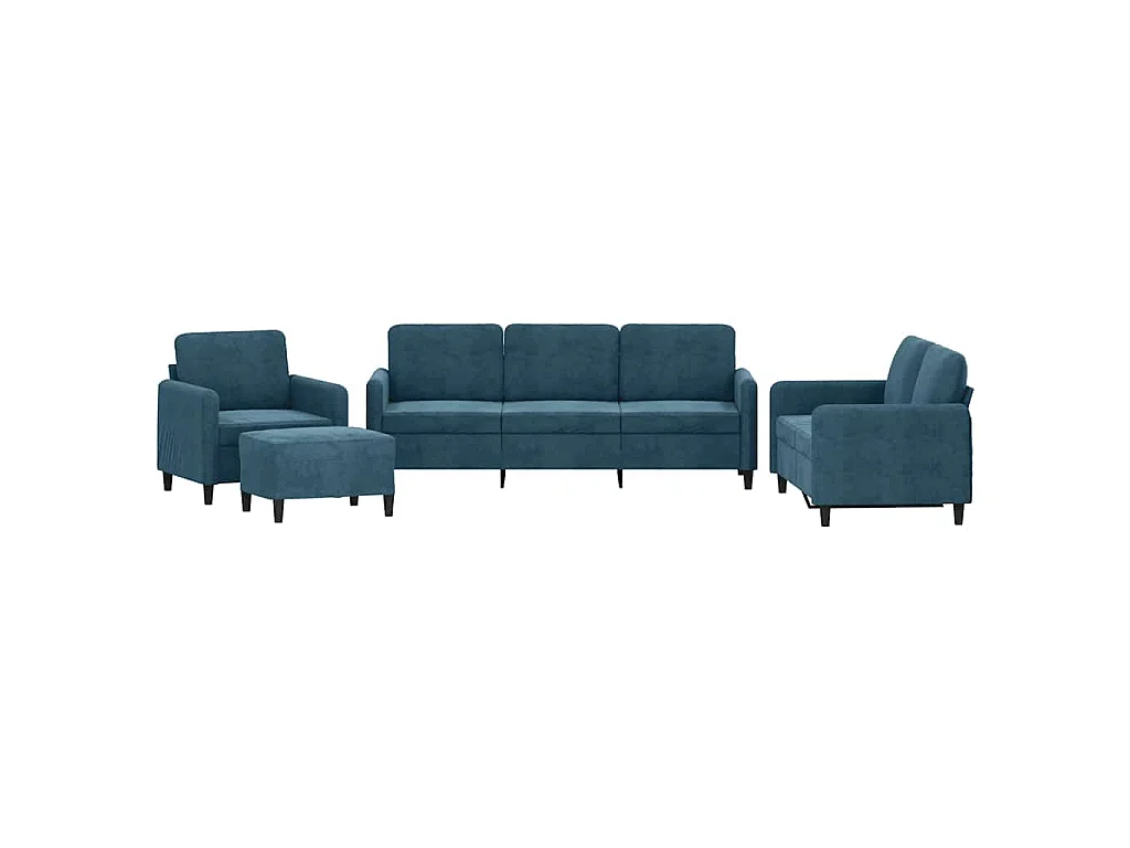 4-delige Loungeset fluweel blauw