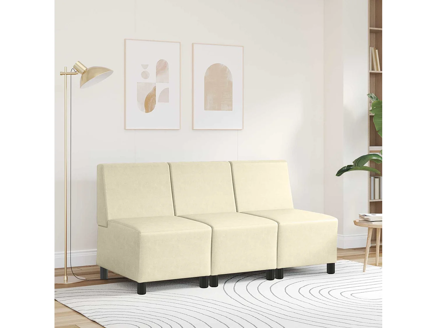 Unité de Sofa Modulaire Sans Accoudoirs Crème 55 x 74 x 82 cm
