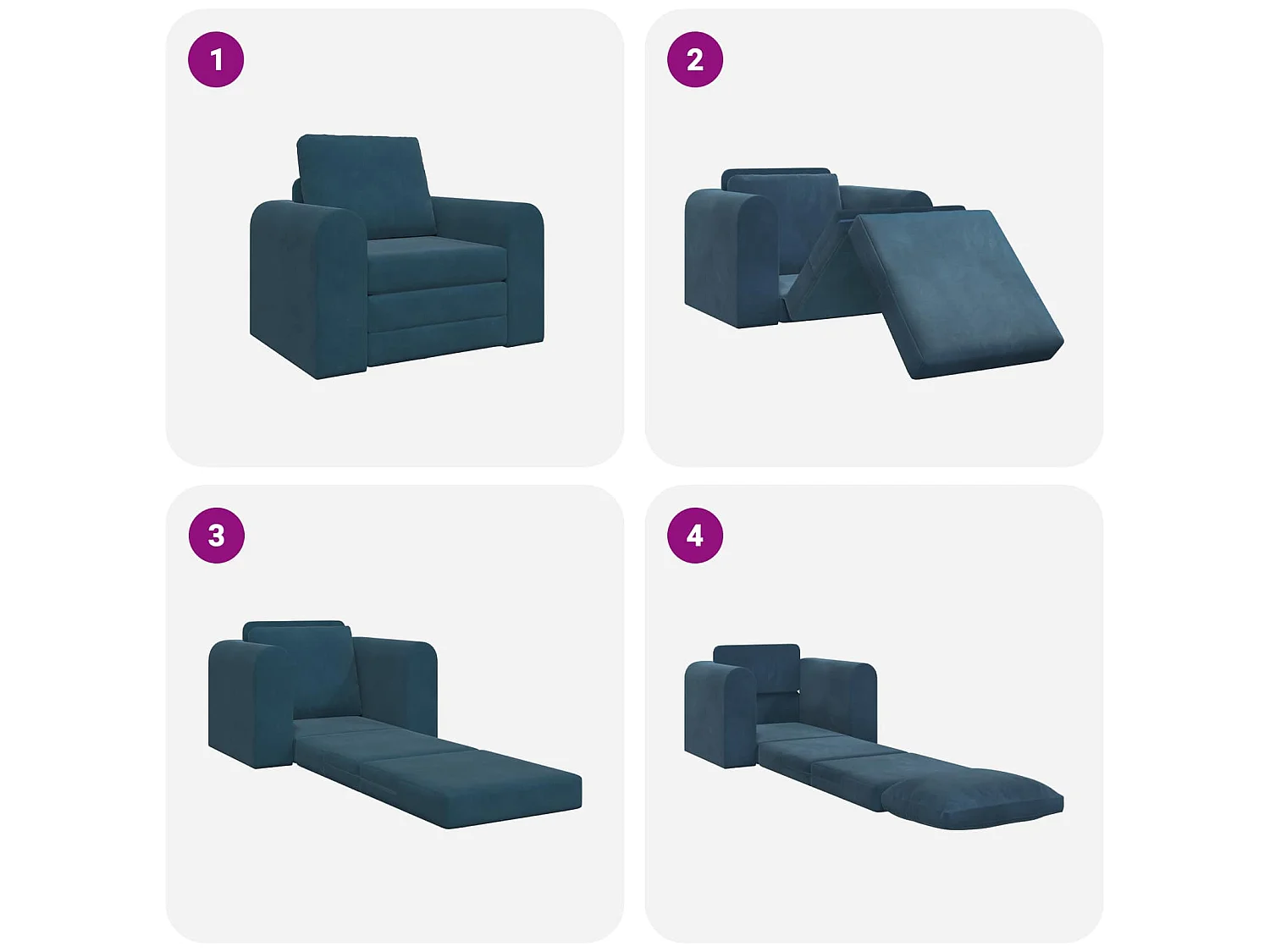 Canapé-Lit Bleu 98 x 71 x 83 cm Velours