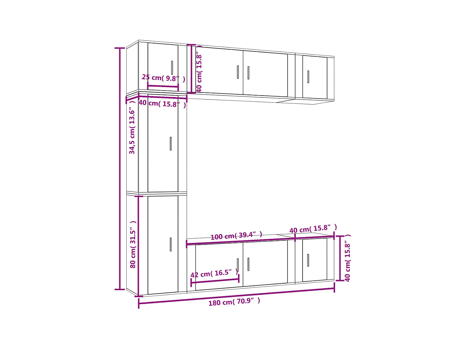 Ensemble de meubles TV 7 pcs Blanc Bois d'ingénierie