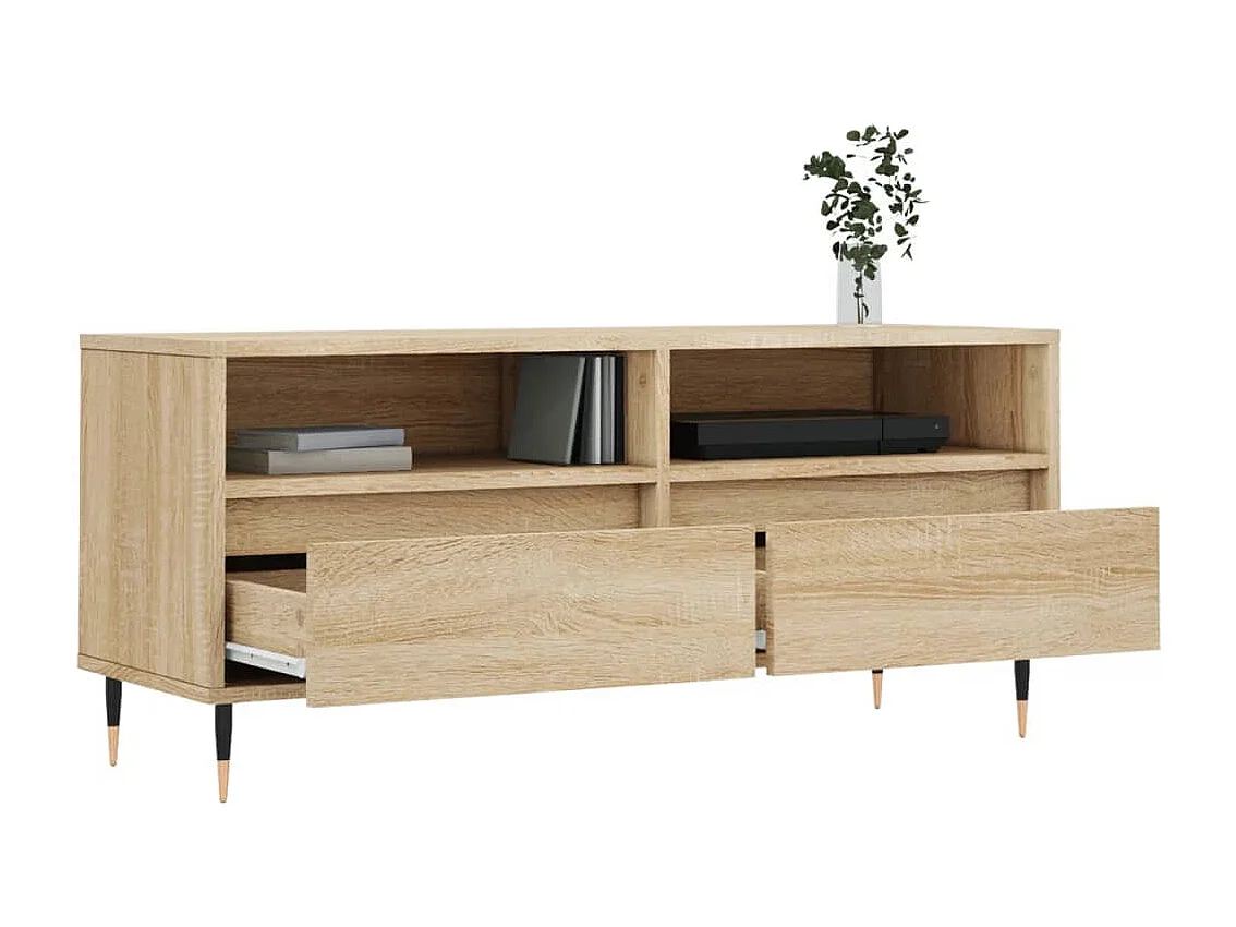 Tv-meubel 100x34,5x44,5 cm bewerkt hout sonoma eikenkleurig