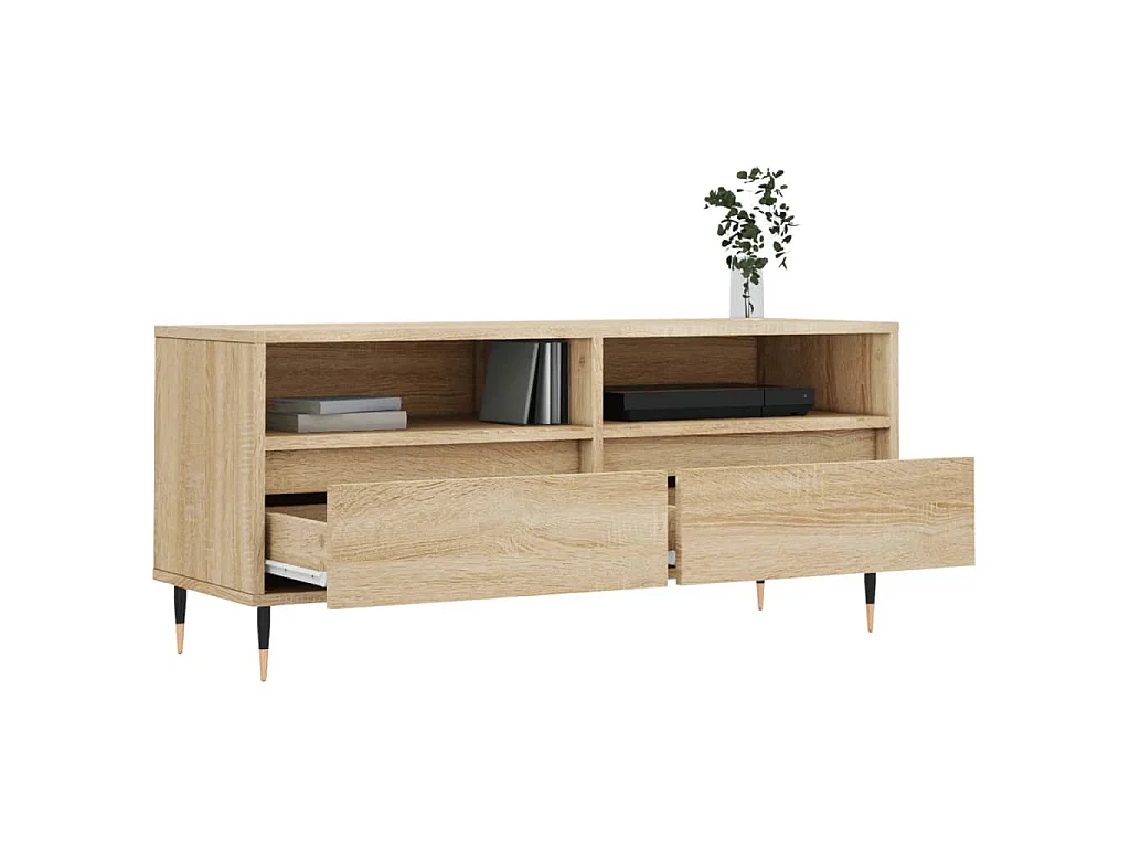 Meuble TV chêne sonoma 100x34,5x44,5 cm bois d'ingénierie