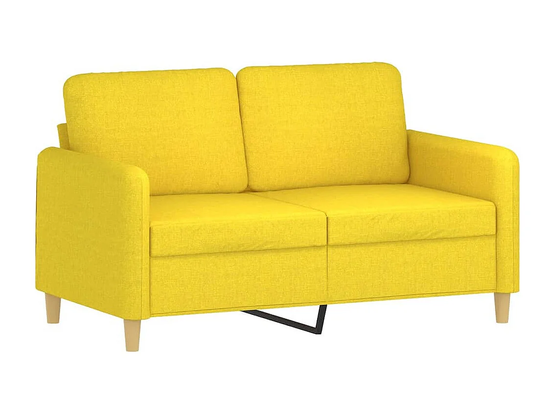 3 pcs conjunto de sofás com almofadas tecido amarelo-claro